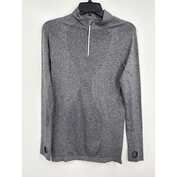 Zyia Active Tops - Zyia Active Mock Zip Neck Stretch Long Sleeve Top Shirt Gray Medium
